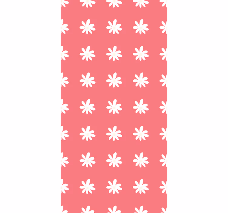 Papel de parede vermelho com margaridas em rosa - TenStickers
