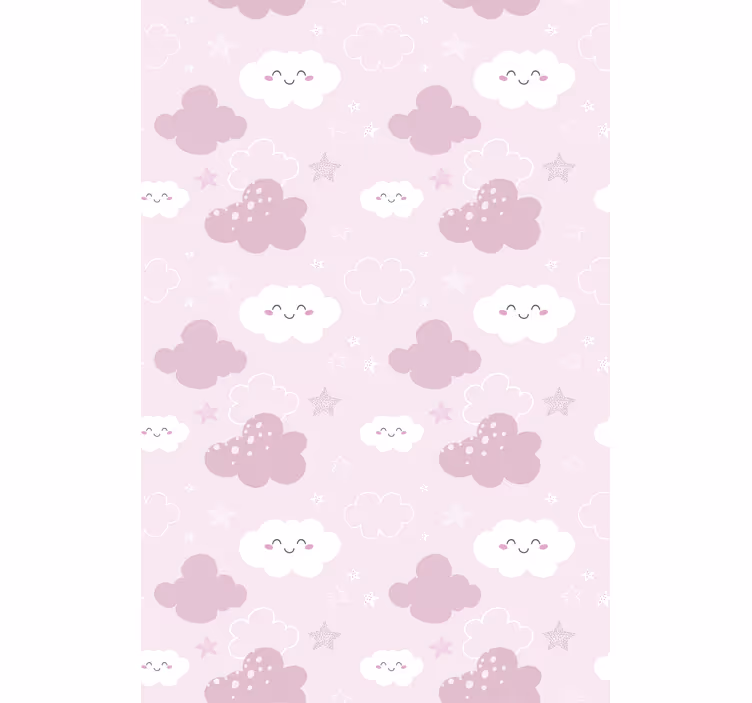 Papel de parede rosa fundo feliz branco - TenStickers