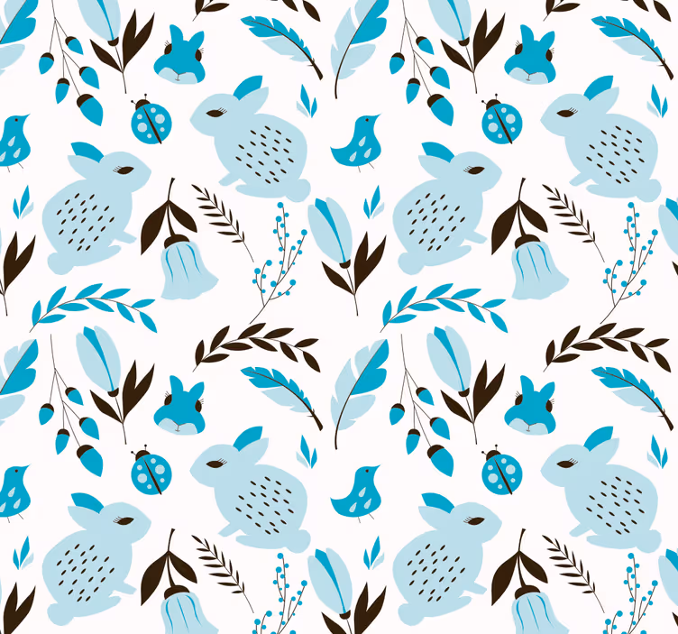 Papel de parede para casa de banho com coelhos - TenStickers