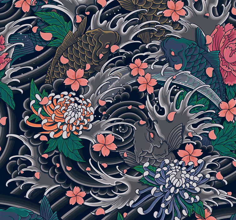 Papel de parede vintage estilo oriental - TenStickers
