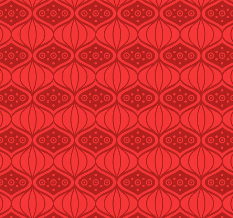 Padrão oriental de papel de parede vermelho - TenStickers