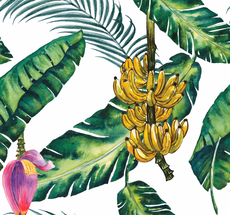 Papel de parede da selva folhas de bananeira - TenStickers