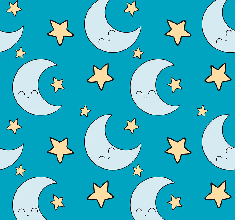 Papel de parede para crianças Estrelas e lua - TenStickers
