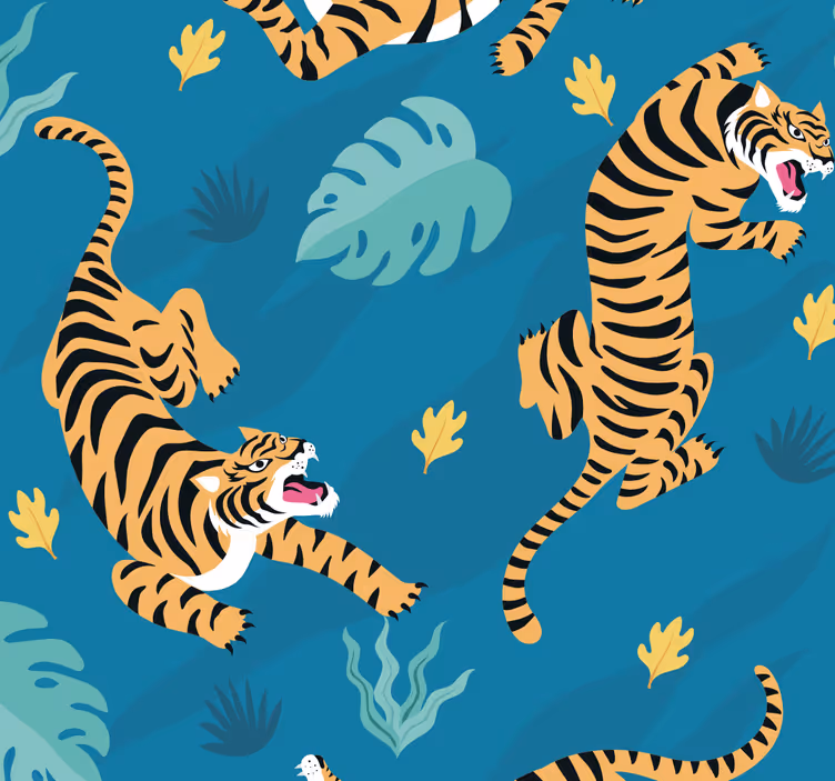 Papel de parede para sala de jantar tigres  - TenStickers