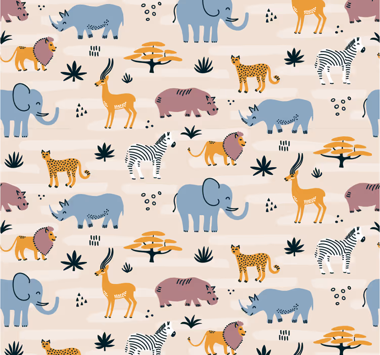 Papel de parede infantil Animais selvagens - TenStickers