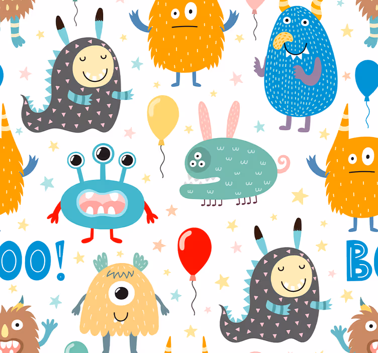 Papel de parede para crianças monstrinhos - TenStickers
