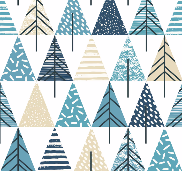 Papel de parede nórdico padrão de triângulos azuis - TenStickers