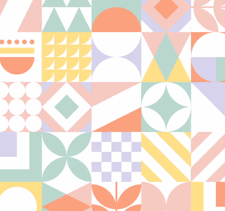 Papel de parede abstrato de azulejos formas incomuns - TenStickers