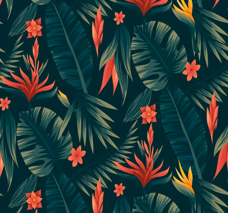 Papel de parede da selva Plantas tropicais - TenStickers
