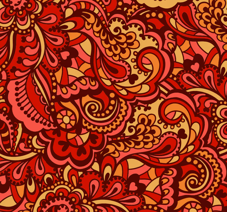 Papel de parede vermelho Formas ornamentais - TenStickers