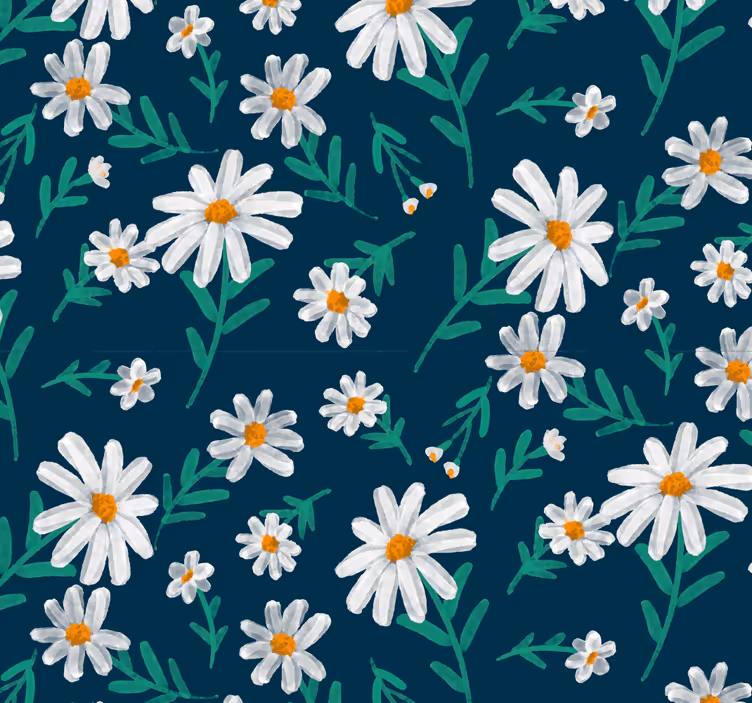 Papel de parede de flores Margarida sobre fundo azul - TenStickers