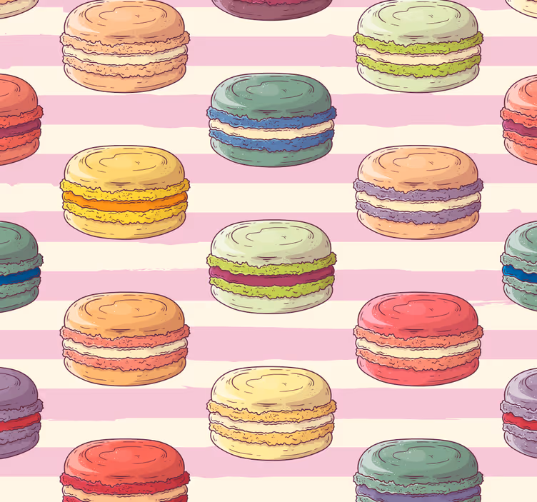 papel de parede para cozinha padrão de macarons coloridos - TenStickers