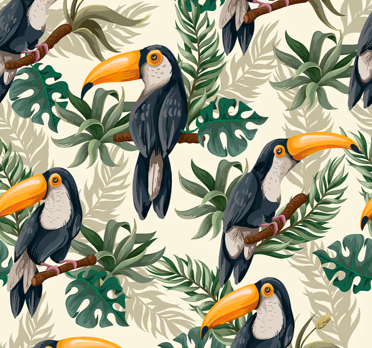 Papel de parede floresta Tucanos - TenStickers