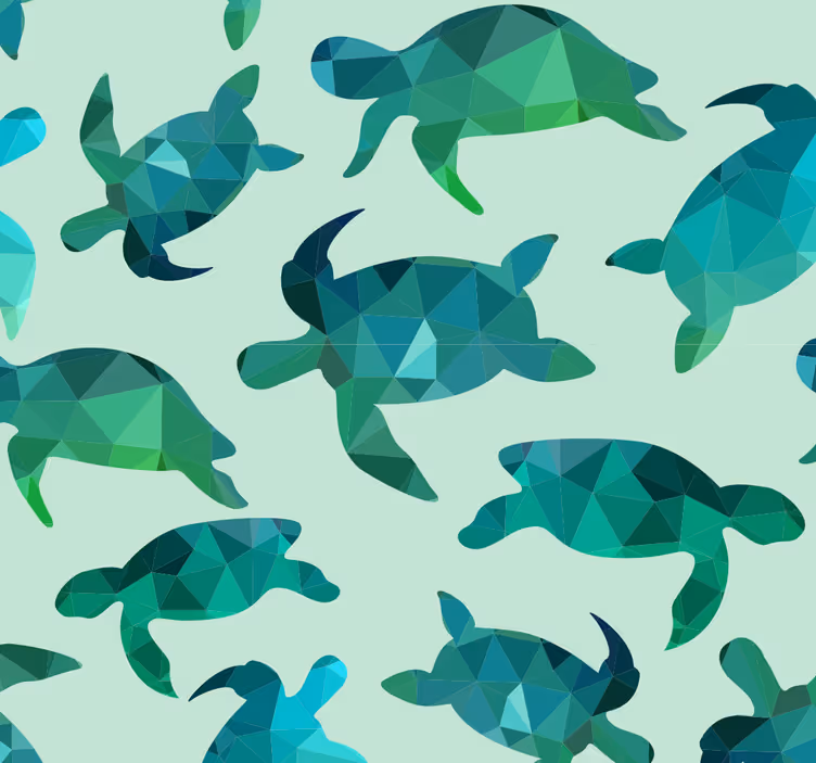 Papel de parede peixes padrão tartaruga - TenStickers
