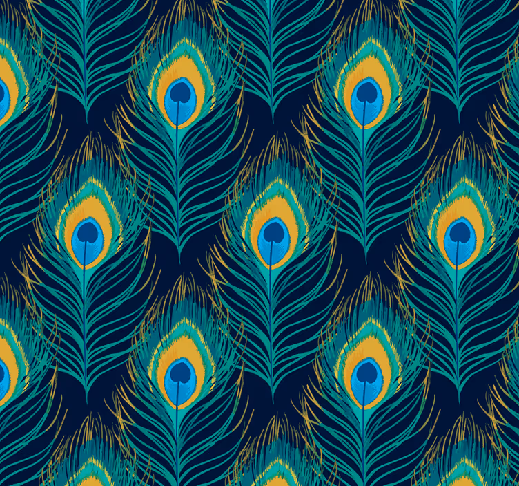 Papel de parede de natureza padrão de penas de pavão - TenStickers