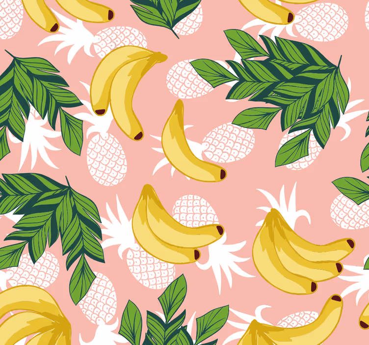 Papel de parede para cozinha de abacaxi e banana - TenStickers
