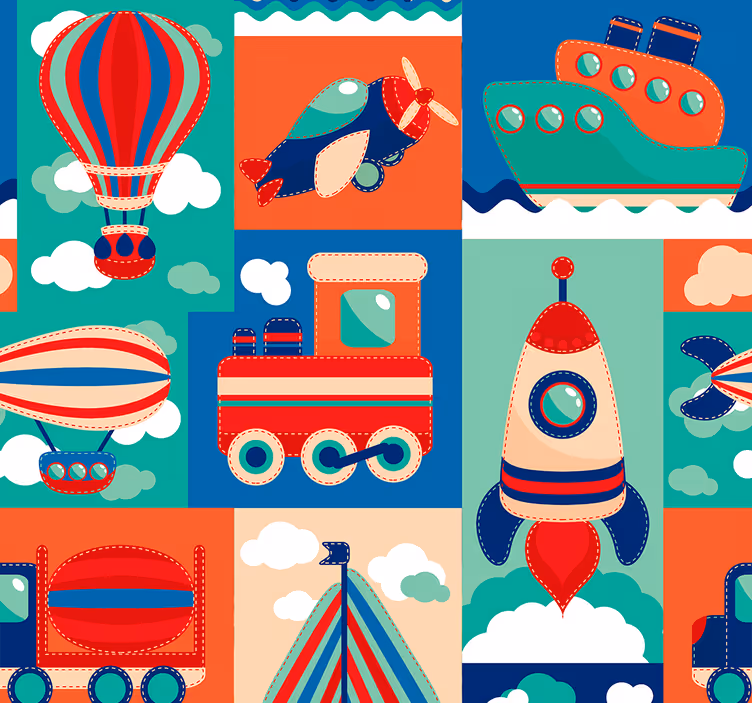 Papel de parede infantil Modelos de veículos - TenStickers