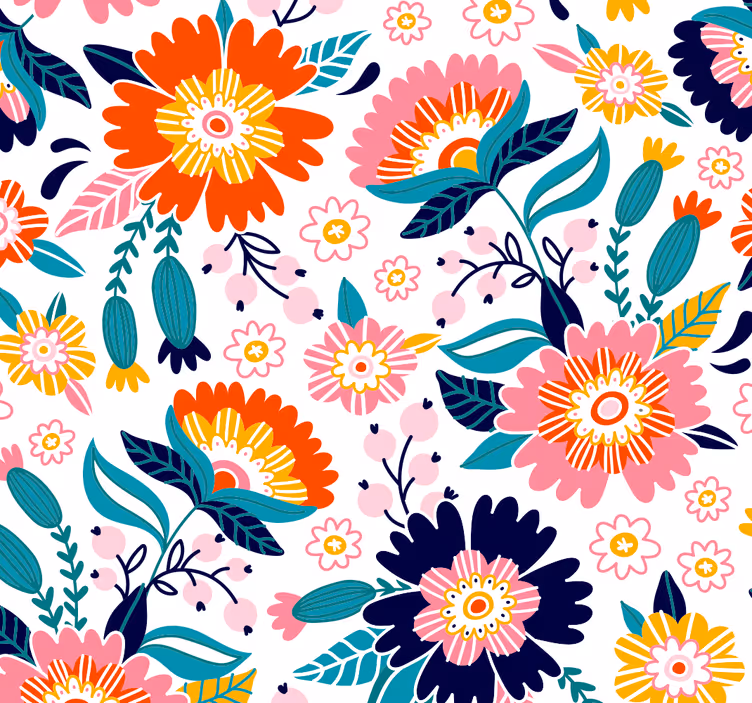 Papel de parede floral Flores românticas - TenStickers