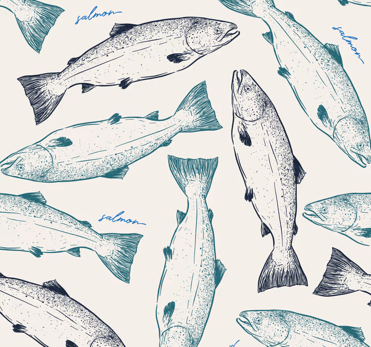 papel de parede de animais Salmão - TenStickers