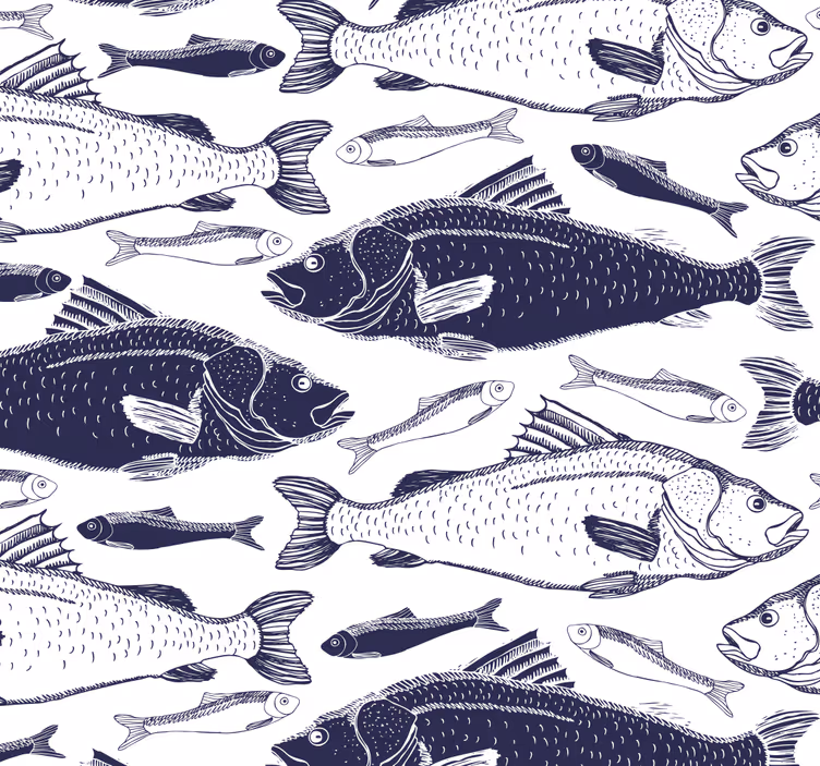 papel de parede de animais Sob peixes do mar - TenStickers