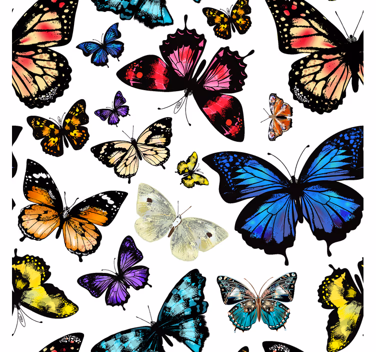 Papel de parede borboletas com motivo colorido e voador - TenStickers