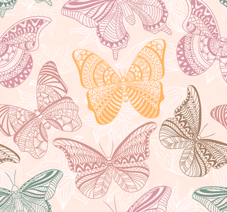 papel de parede borboletas Borboletas ornamentais coloridas - TenStickers
