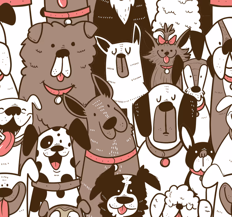 papel de parede para sala Caras de cão - TenStickers