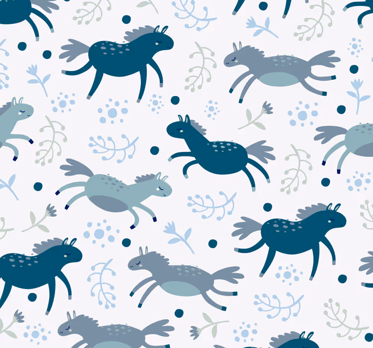 Papel de parede cavalos potros azuis correndo - TenStickers