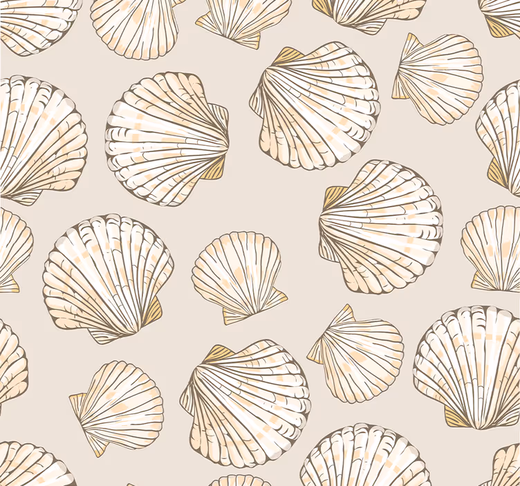 papel de parede beje Conchas grandes e pequenas - TenStickers