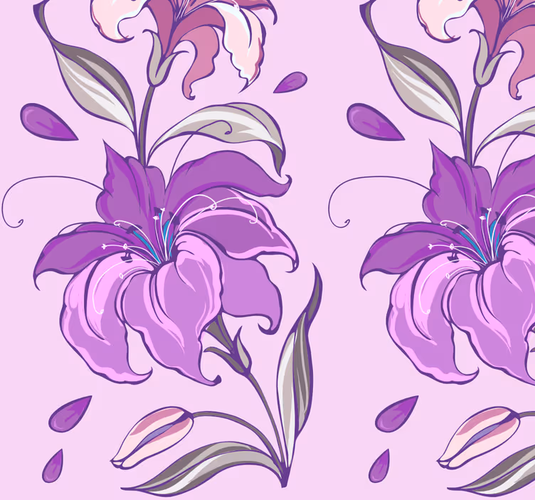 Papel de paredeico Floral Lírios Roxos - TenStickers