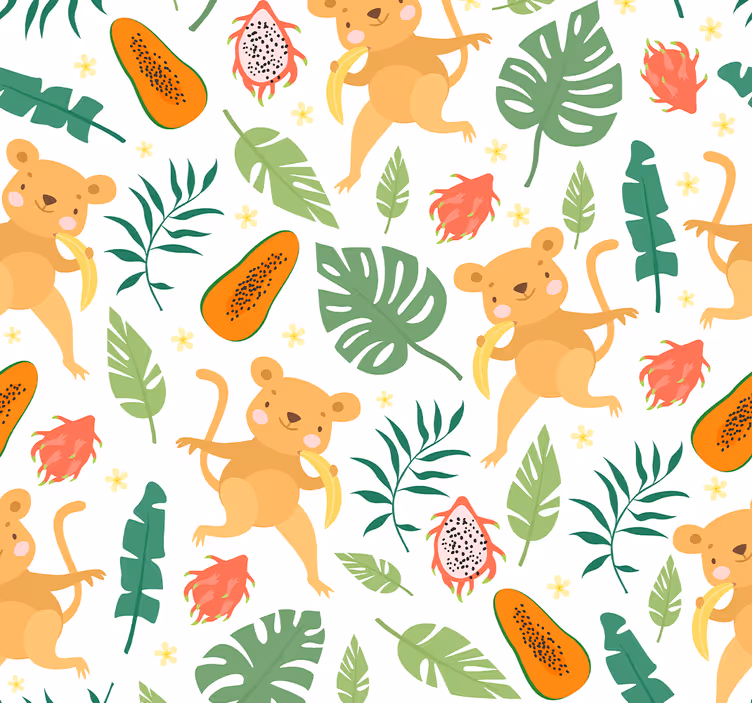papel de parede animais motivo de selva de macaco - TenStickers