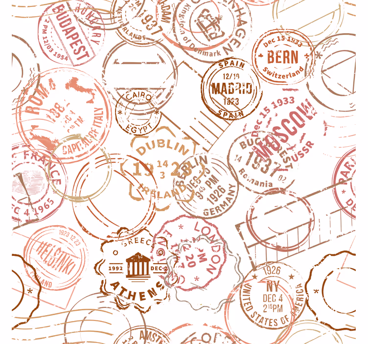 papel de parede outros vintage Selos retro - TenStickers