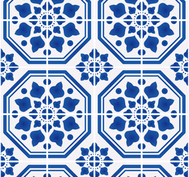 Papel de parede para sala Azulejo Português - TenStickers