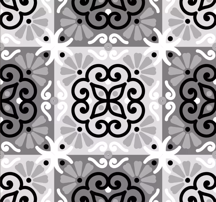 papel de parede ornamental Ornamento Preto - TenStickers