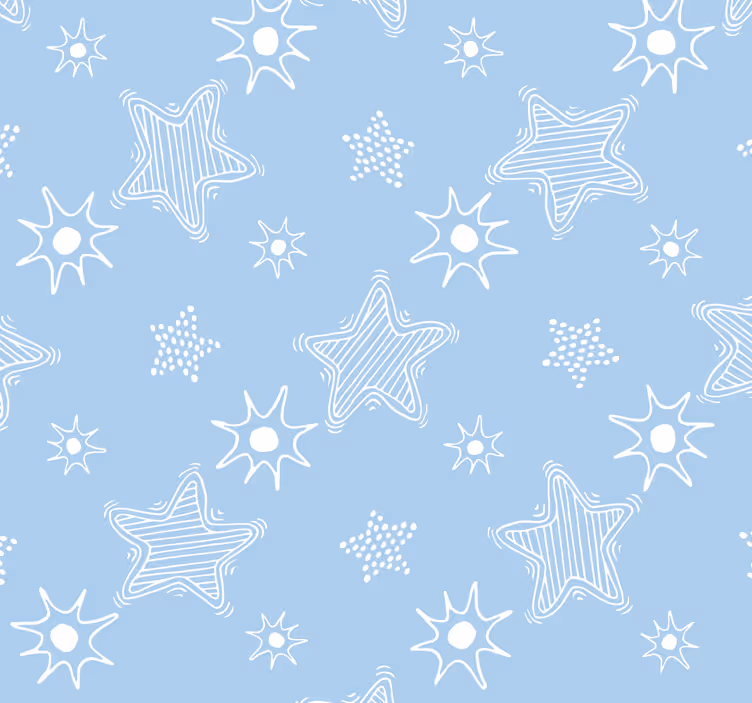 papel de parede estrelas Estrelas brancas e azuis - TenStickers