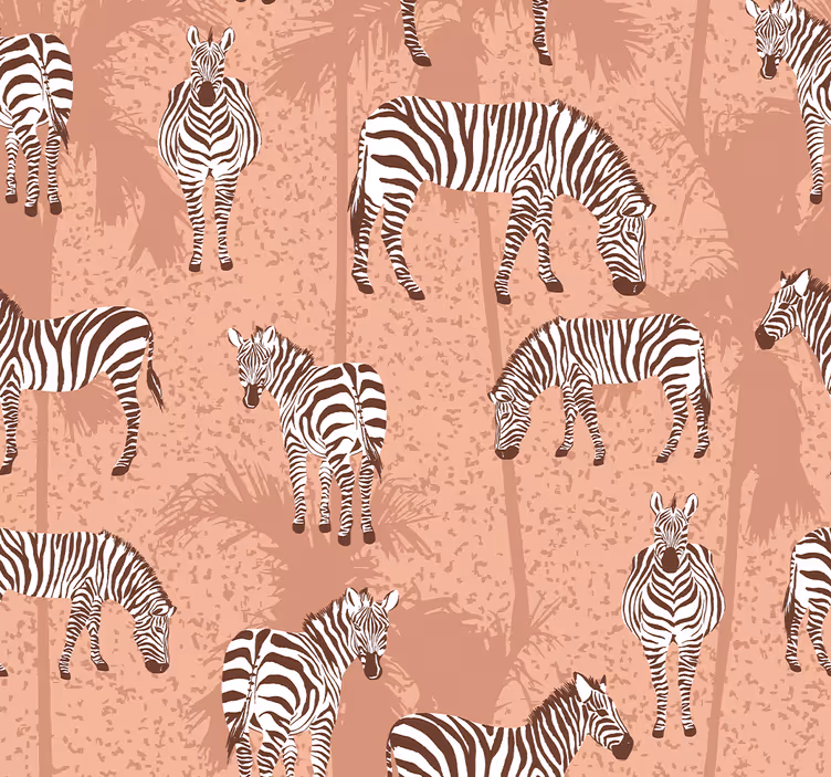 papel de parede de animais Zebra e palmas marrons - TenStickers