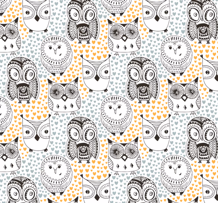 papel de parede animais motivo de padrão de coruja - TenStickers