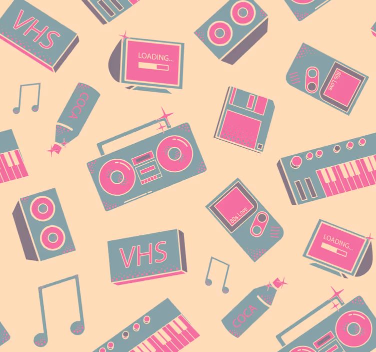 papel de parede outros vintage padrão de música retrô - TenStickers