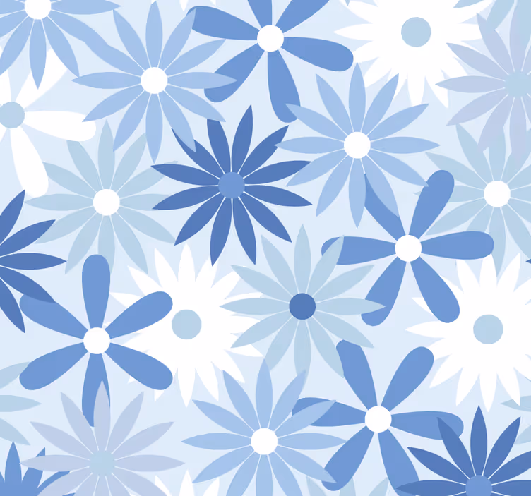 papel de parede floral Flores vintage em tons de azul - TenStickers