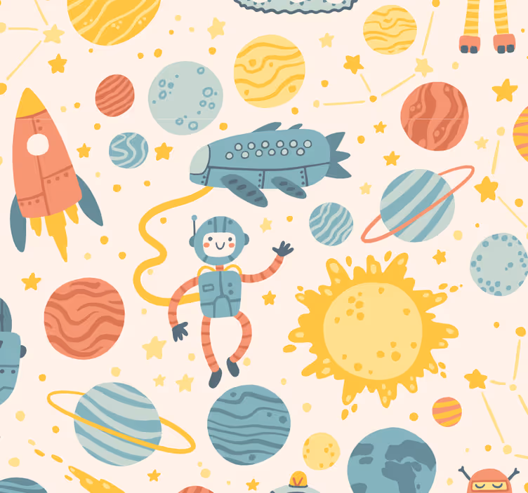 Papel de parede com desenhos de robôs - TenStickers