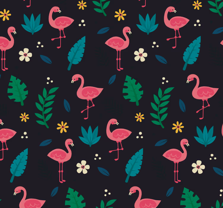 papel de parede animais padrão flamingo - TenStickers