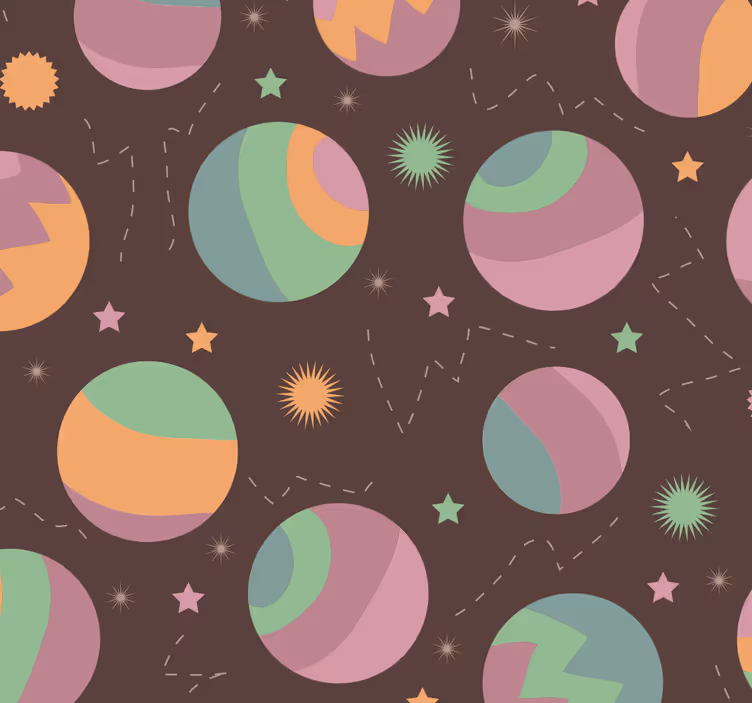 papel de parede infantil padrão de polca cósmica - TenStickers