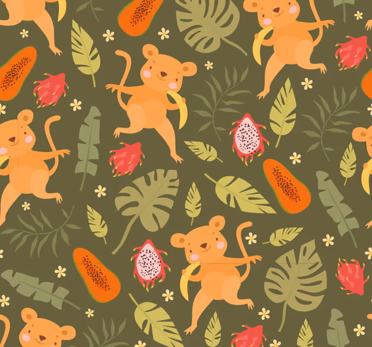 papel de parede Cabeças de macacos - TenStickers
