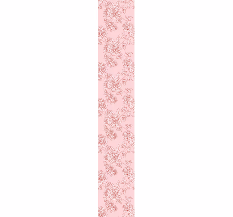 papel de parede flores padrão de desenho rosa - TenStickers
