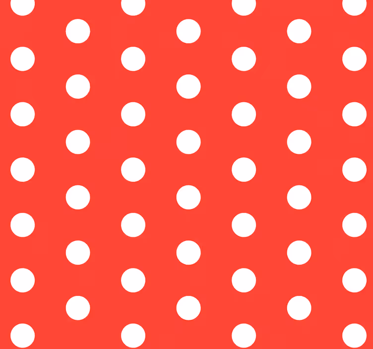 Papel de parede vermelho com bolinhas brancas - TenStickers