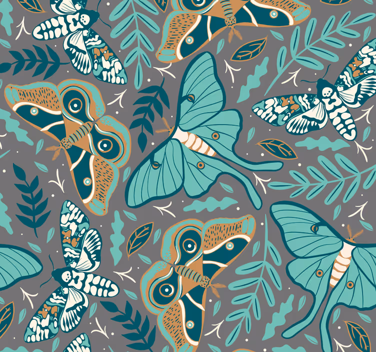 papel de parede borboletas Borboletas tons de verde e azul - TenStickers