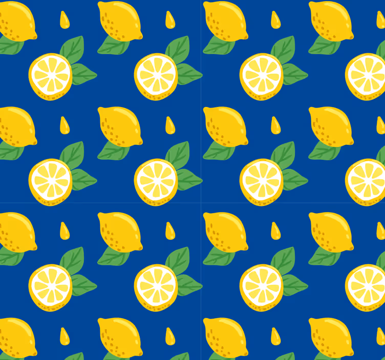papel de parede ornamental Limões azuis e amarelos - TenStickers