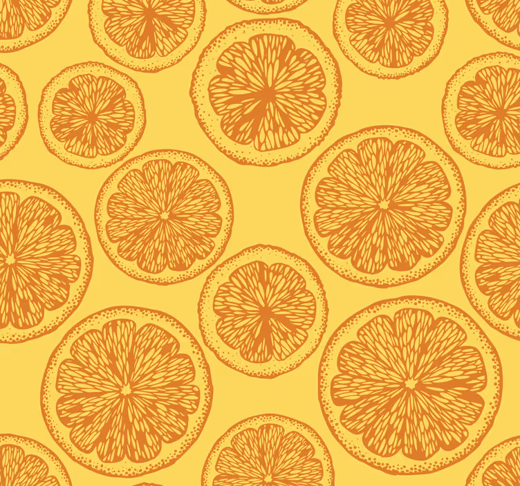 papel de parede cor de laranja padrão de fatias cítricas - TenStickers