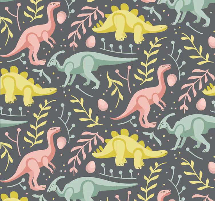 Papel de parede dinossauros para brincar em cartoons - TenStickers