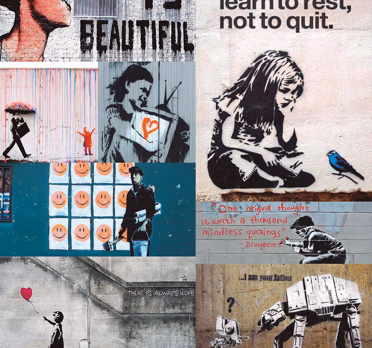 papel de parede artistíco abstracto Bansky - TenStickers